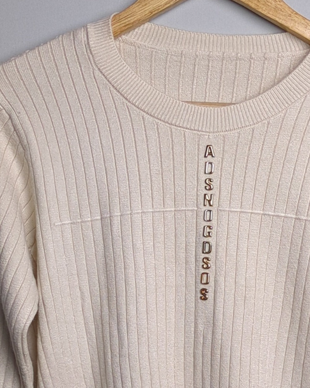 Beige Ribbed Sweater