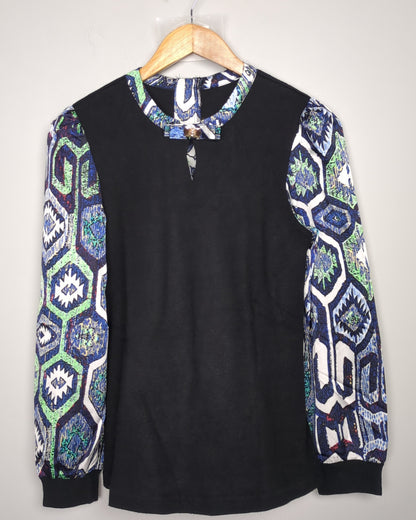 Black Graphic Blouse