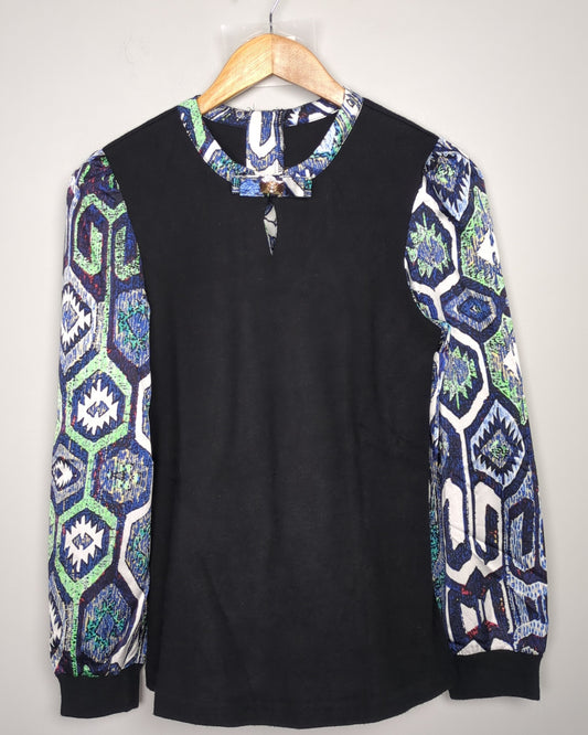 Black Graphic Blouse