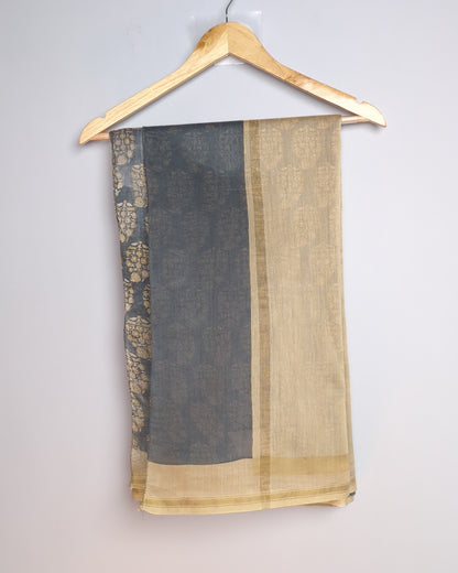 Gray Floral Saree