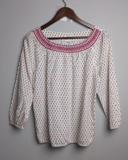 Loft White Printed Blouse