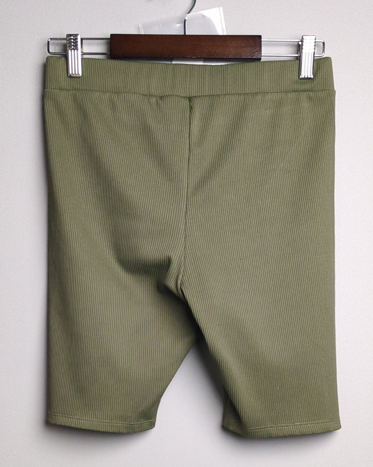 Divided Green Ribbed Shorts