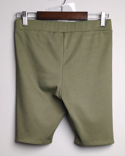 Divided Green Ribbed Shorts