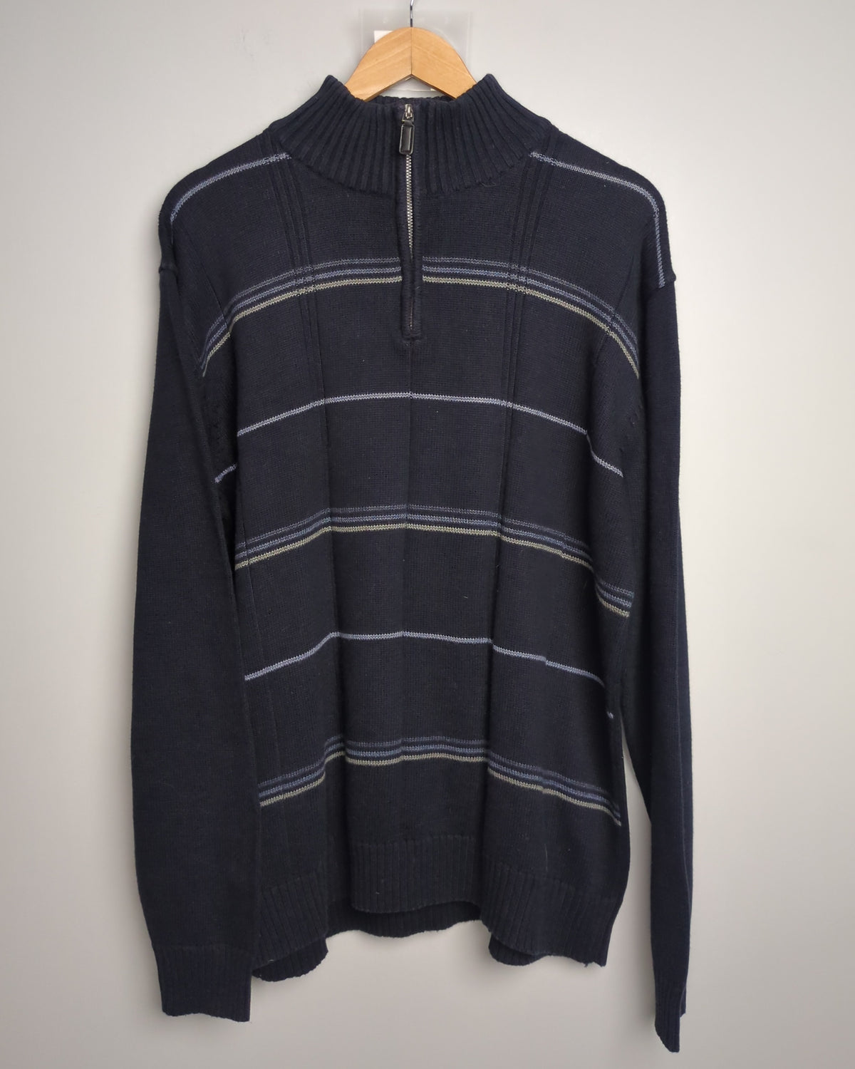 Oscar De La Renta Blue Zip Sweater