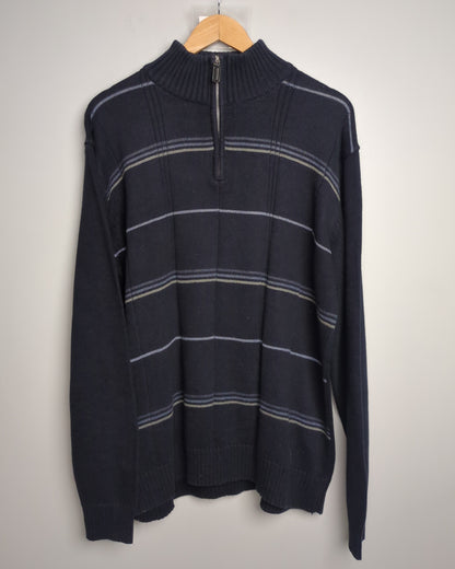 Oscar De La Renta Blue Zip Sweater