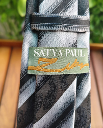Satya Paul Gray Striped Necktie