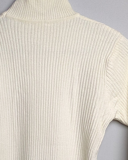 Hulin White Ribbed Sweater