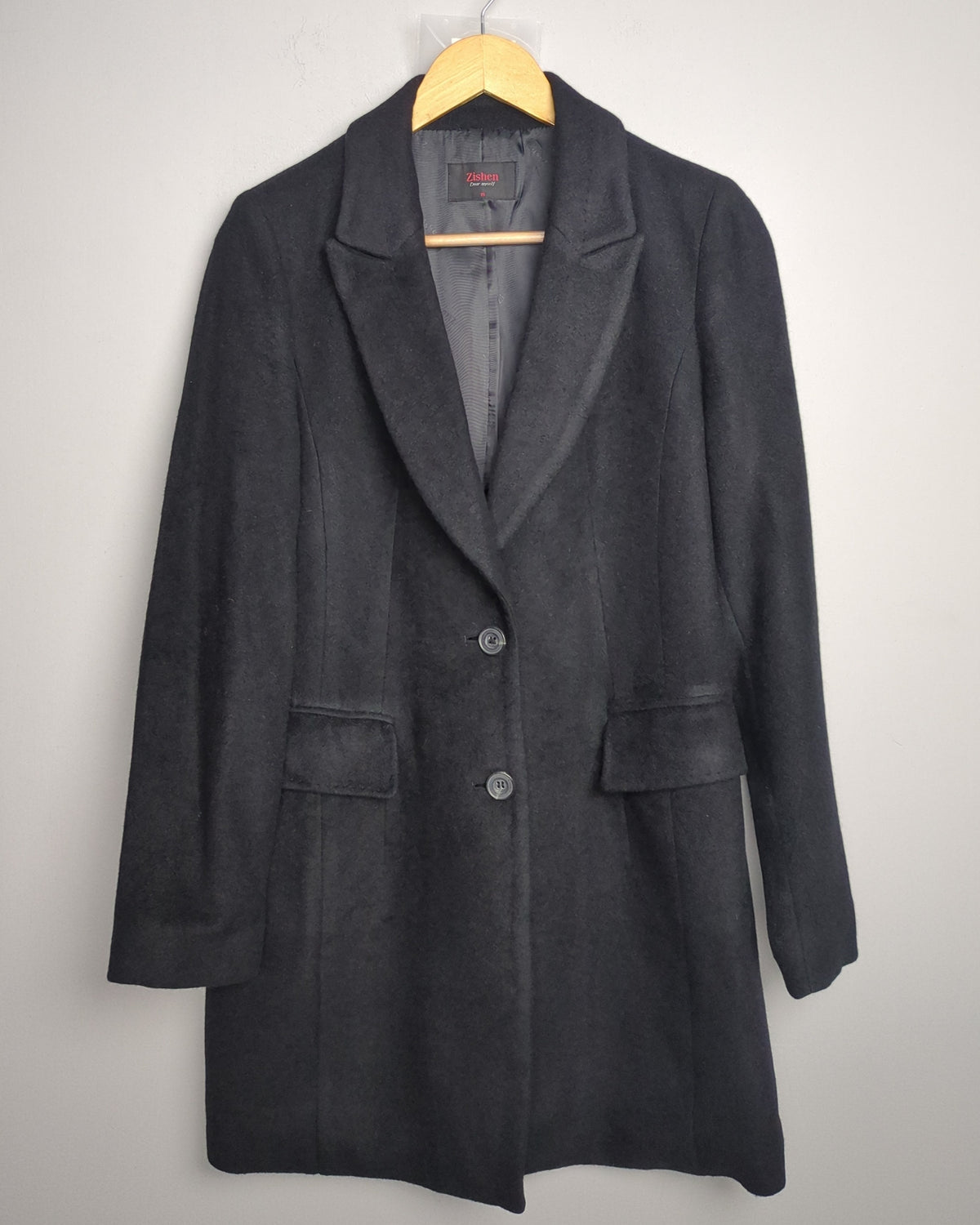 Zishen Black Woolen Coat