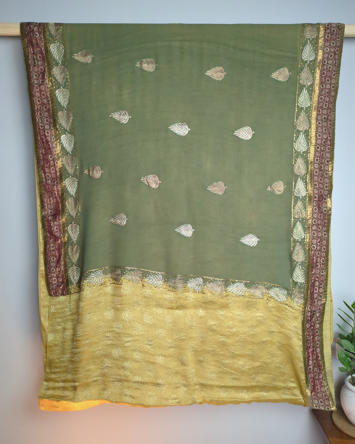 Green Embroidered Saree