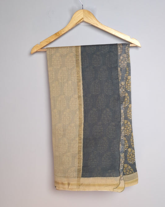 Gray Floral Saree