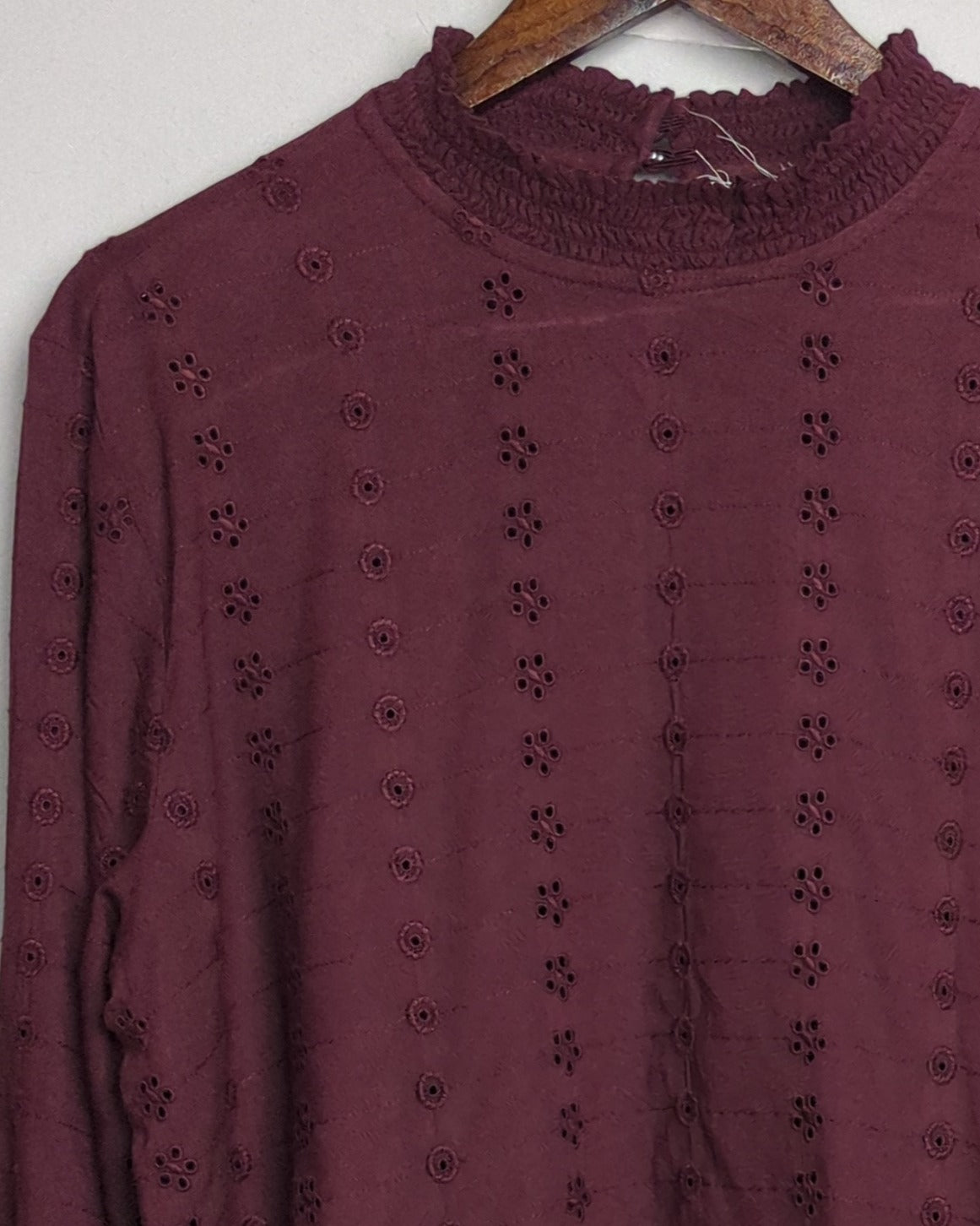 Wine Eyelet Blouse