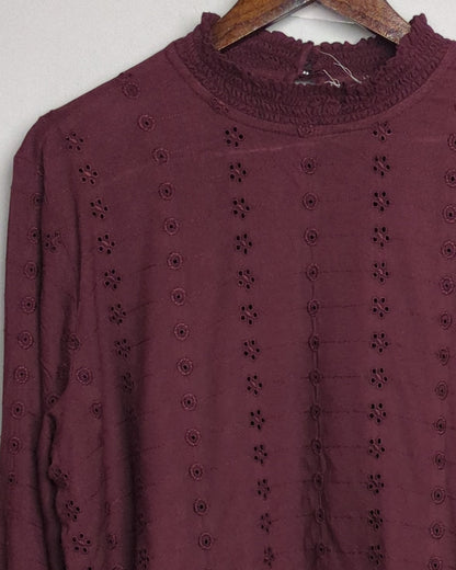 Wine Eyelet Blouse