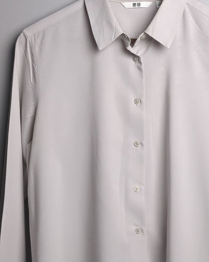 Uni Qlo Beige Button-Down Shirt