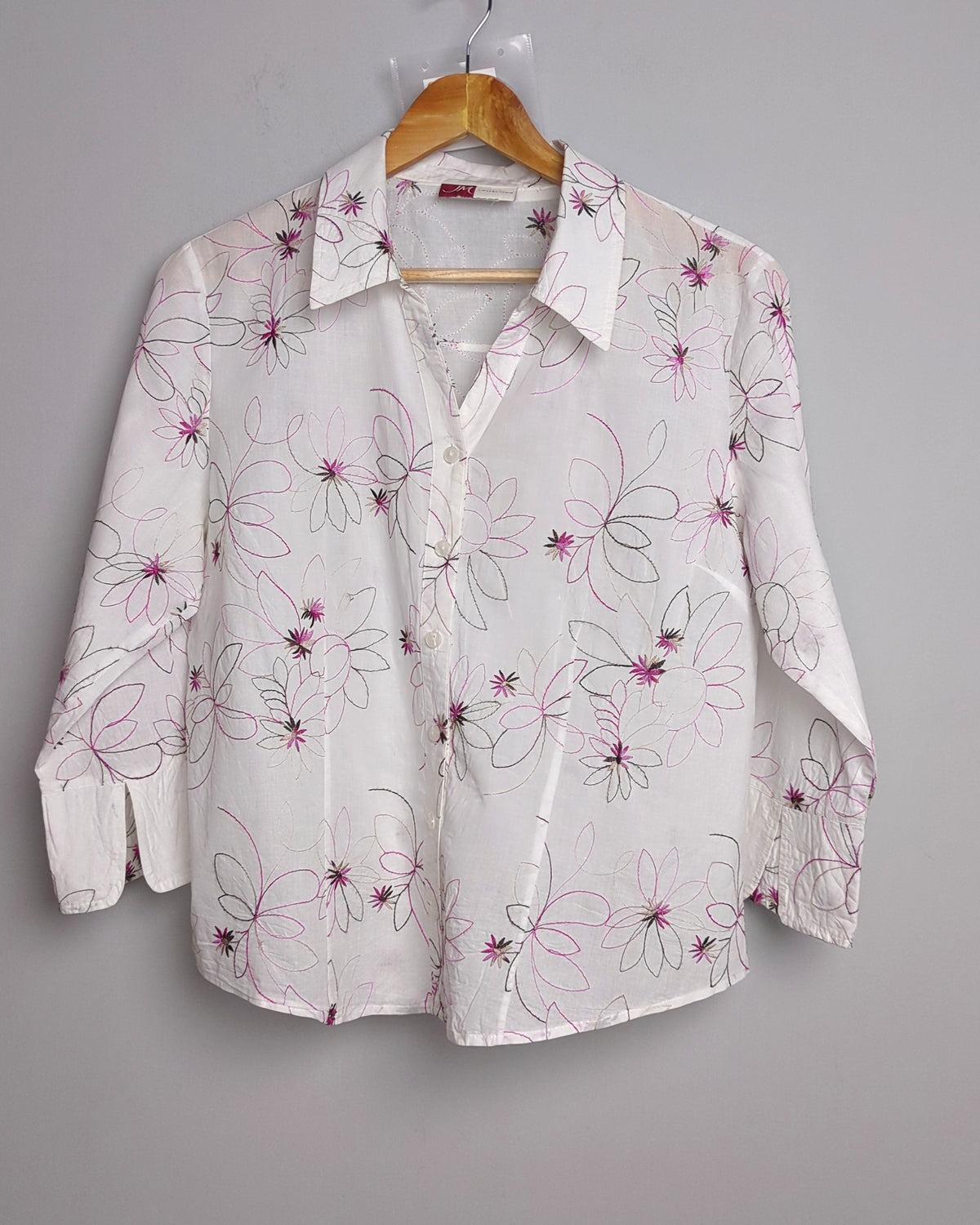 Jm Collection White Floral Shirt