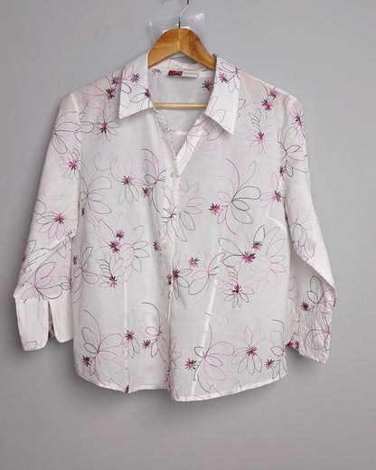 Jm Collection White Floral Shirt