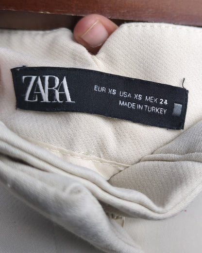 Zara Off-White Tapered Trousers