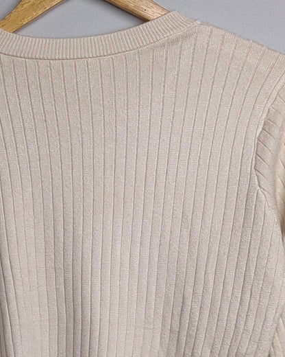 Beige Ribbed Sweater