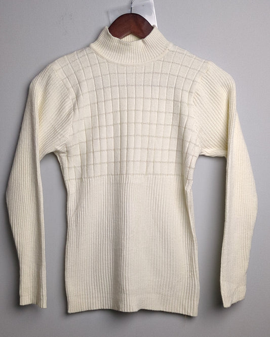 Hulin White Ribbed Sweater