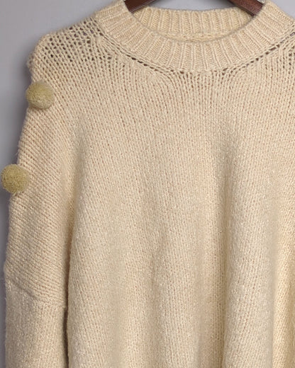 Beige Pompon Sweater